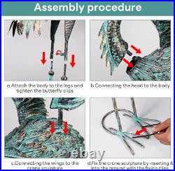 Large Metal Crane Garden Statues Set of 2 Outdoor Heron Yard Art Sculptures, B