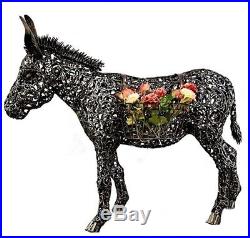 Large Metal Donkey Sculpture Outdoor Statue withFlower Planter Yard Lawn Decor