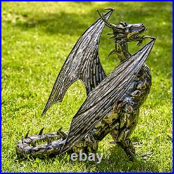 Large Metal Dragon Sculpture Outdoor Garden Yard Lawn Decor Patio Pathway Statue