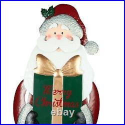 Large Metal Santa Clause Stake Outdoor Christmas Decoration Yard Decor Sculpture