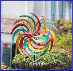 Large Metal Wind Spinner Kinetic Colorful Windmill Garden Yard Art Sculpture