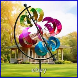 Large Metal Wind Spinner for Garden and Yard 63 Inch Kinetic Outdoor Sculpture