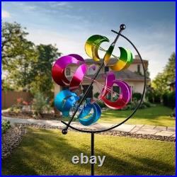 Large Metal Wind Spinner for Garden and Yard 63 Inch Kinetic Outdoor Sculpture