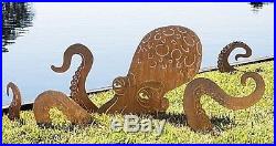 Large Octopus Metal Yard Art 3 pc Dramatic Lawn Decoration Unique Sea Sculpture