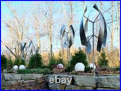 Large Outdoor Metal Wind Turbine Yard Garden Sculpture Abstract Modern Steel Art