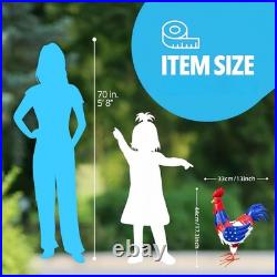 Large Patriotic Metal Rooster Garden Statue American Flag Chicken Yard Art De