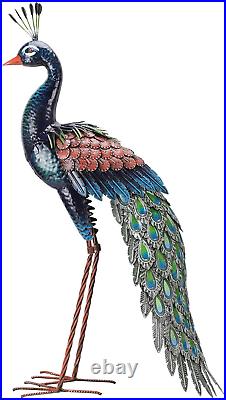 Large Peacock Metal Statue Outdoor Indoor Yard Art Lawn Statues Sculpture Decor