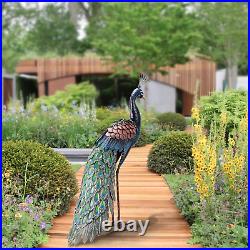 Large Peacock Metal Statue Outdoor Indoor Yard Art Lawn Statues Sculpture Decor