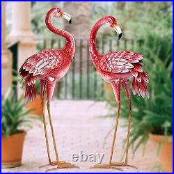 Large Pink Flamingo Garden Statues Metal Birds Sculpture Lawn Yard Patio Pool