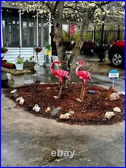 Large Pink Flamingo Garden Statues Metal Birds Sculpture Lawn Yard Patio Pool