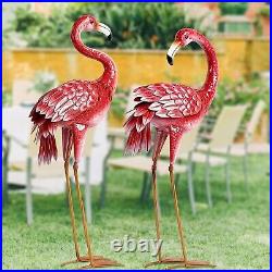 Large Pink Flamingo Garden Statues Metal Birds Sculpture Lawn Yard Patio Pool