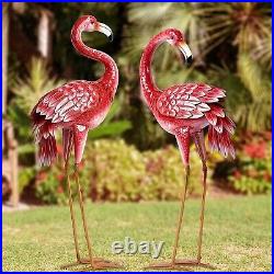 Large Pink Flamingo Garden Statues Metal Birds Sculpture Lawn Yard Patio Pool