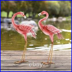 Large Pink Flamingo Garden Statues Metal Birds Sculpture Lawn Yard Patio Pool