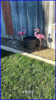 Large Pink Flamingo Garden Statues Metal Birds Sculpture Lawn Yard Patio Pool