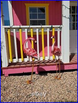 Large Pink Flamingo Garden Statues Metal Birds Sculpture Lawn Yard Patio Pool