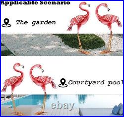 Large Pink Flamingo Garden Statues Metal Birds Sculpture Lawn Yard Patio Pool