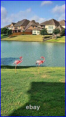 Large Pink Flamingo Garden Statues Metal Birds Sculpture Lawn Yard Patio Pool