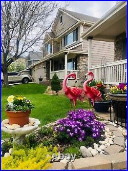 Large Pink Flamingo Garden Statues Metal Birds Sculpture Lawn Yard Patio Pool