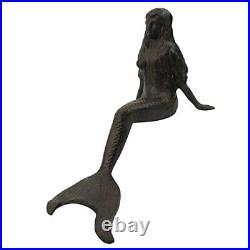 Large Rustic Metal Mermaid Yard/Pond Statue/Garden Sculpture/Coastal Shelf Decor