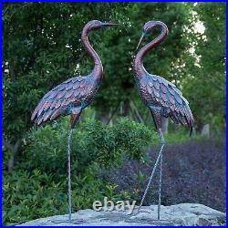 Large Size Garden Crane Statues Patina Heron Yard Decoy Standing Crane Sculpture