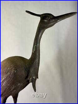 Large Vintage Metal Heron Crane Statue Rustic Garden Decor VTG Original 19 Tall