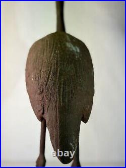 Large Vintage Metal Heron Crane Statue Rustic Garden Decor VTG Original 19 Tall