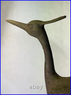 Large Vintage Metal Heron Crane Statue Rustic Garden Decor VTG Original 19 Tall