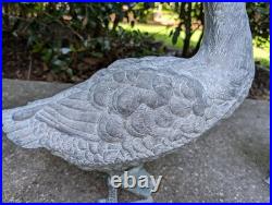 Large Vintage Pair Cast Bronze Metal Goose Garden Decor Statues Sculptures