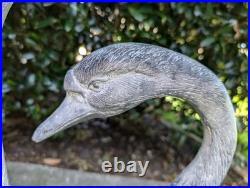 Large Vintage Pair Cast Bronze Metal Goose Garden Decor Statues Sculptures