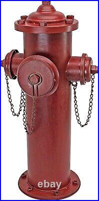 Large Vintage Red Fire Hydrant Plug Sculpture Metal Replica Retro Yard Statue