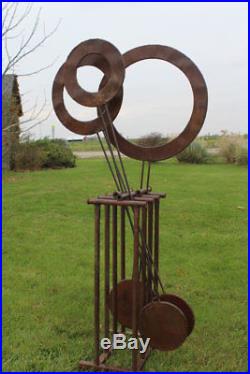 Large Wrought Iron Pendulum Yard Sculpture Rustic Metal