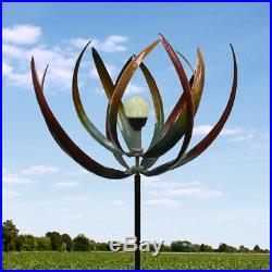Leaf Design Garden Spinner Windmill withSolar Light Yard Outdoor Sculpture Decor