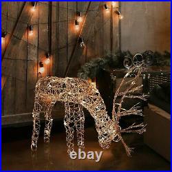 Led Lighted Reindeer Family Sculpture Deer Buck Doe Outdoor Christmas Yard Set