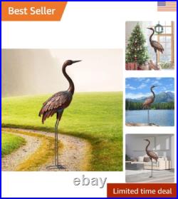 Life-Like Bronze Metal Crane Sculpture for Outdoor Garden Decor 48'' Tall