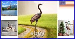 Life-Like Bronze Metal Crane Sculpture for Outdoor Garden Decor 48'' Tall