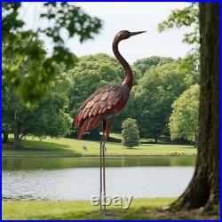 Life-Like Bronze Metal Crane Sculpture for Outdoor Garden Decor 48'' Tall