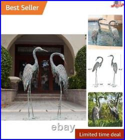 Lifelike Heron Decoy Statues Textured Metal Bird Yard Art for Outdoor Elegance