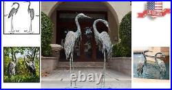 Lifelike Heron Decoy Statues Textured Metal Bird Yard Art for Outdoor Elegance