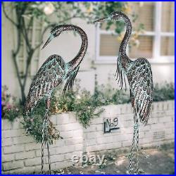 Lifelike Heron Decoy Statues Textured Metal Bird Yard Art for Outdoor Elegance