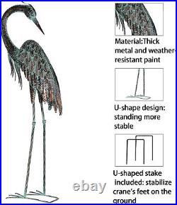 Lifelike Heron Decoy Statues Textured Metal Bird Yard Art for Outdoor Elegance