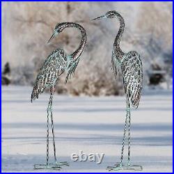 Lifelike Heron Decoy Statues Textured Metal Bird Yard Art for Outdoor Elegance