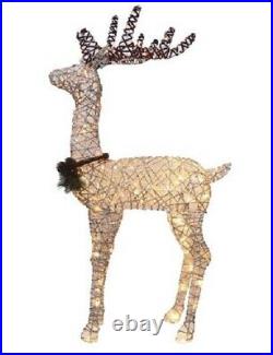 Lighted 50 Faux Rattan Buck Deer Sculpture Outdoor Christmas Yard Decoration