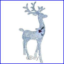 Lighted Cool White Ice Buck Deer Sculpture Pre Lit Outdoor Christmas Decor Yard
