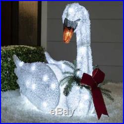 Lighted Elegant White Swan Sculpture Pre Lit Outdoor Christmas Decor Yard