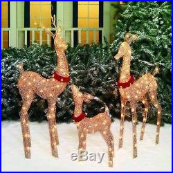 Lighted Family Deer Display Christmas Outdoor Decor Yard Art Display 3 Piece Set
