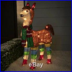 Lighted Festive Llama With Scarf Sculpture Pre Lit Outdoor Christmas Decor Yard