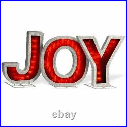 Lighted Holiday Joy Sign Sculpture Display Outdoor Christmas Yard Decor Lawn