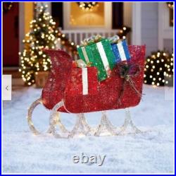Lighted Sleigh Gifts Sculpture Outdoor Christmas Yard Decor Presents Holiday NEW