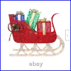 Lighted Sleigh Gifts Sculpture Outdoor Christmas Yard Decor Presents Holiday NEW