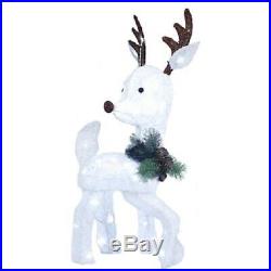 Lighted White Twinkling Reindeer Sculpture Pre Lit Outdoor Christmas Decor Yard